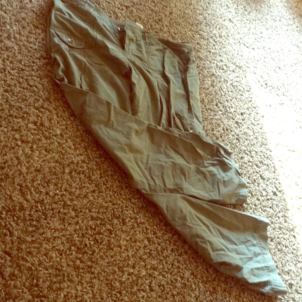 Green cargo style pants